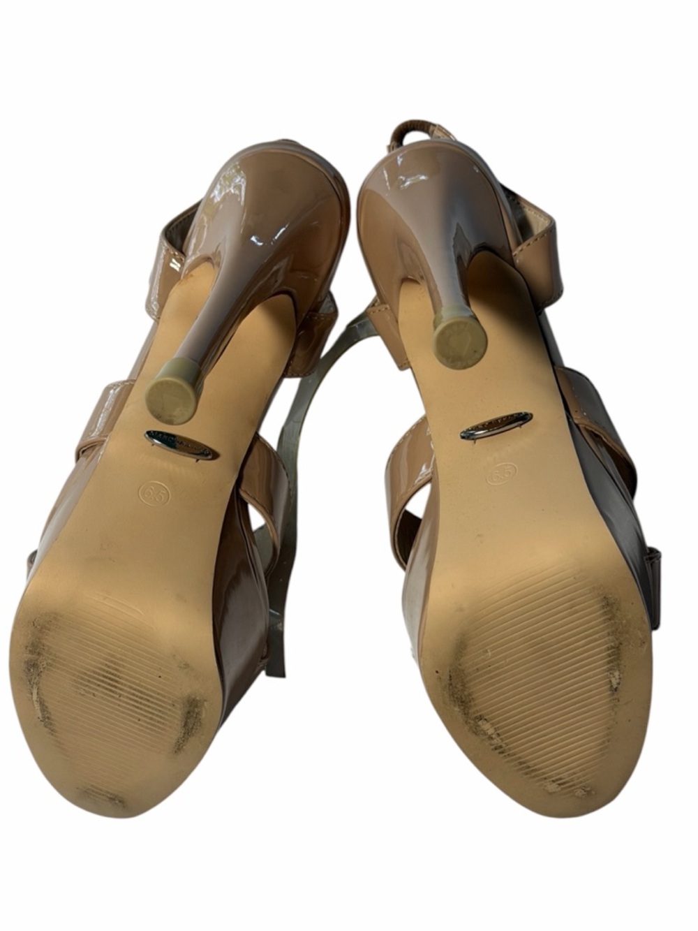 Marc Defang Pageant Heels Nude Platform Clear Straps 5” Competition Shoes 6.5 - Picture 8 of 11
